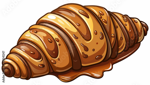 hot croissant with chocolate on white background