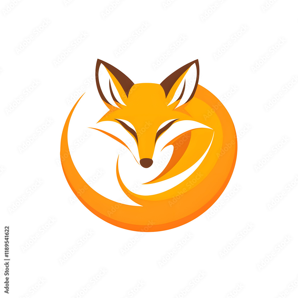 Obraz premium Simple 2D Flat Vector Fox Icon with Sleek, Curved Form