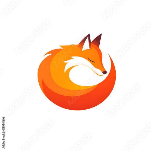 Sleek Fox Logo Design with Curled Body and Angular Lines