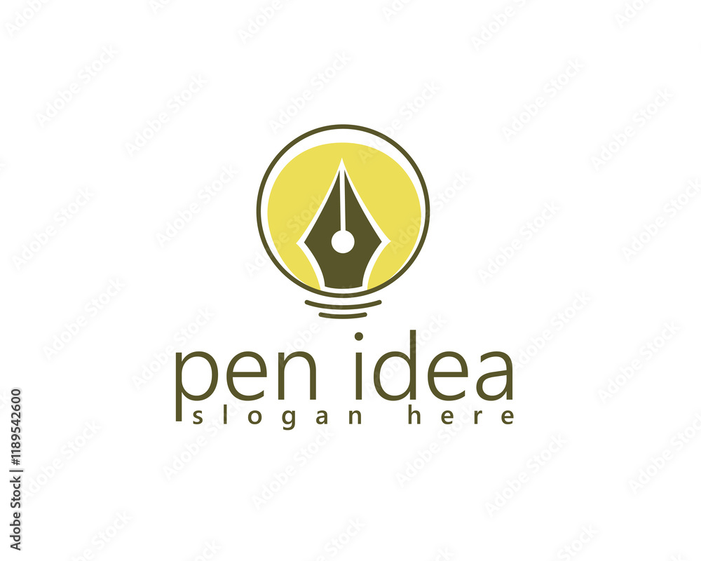 creative pen tip inside lamp logo design template creative pen tip inside lamp logo design template