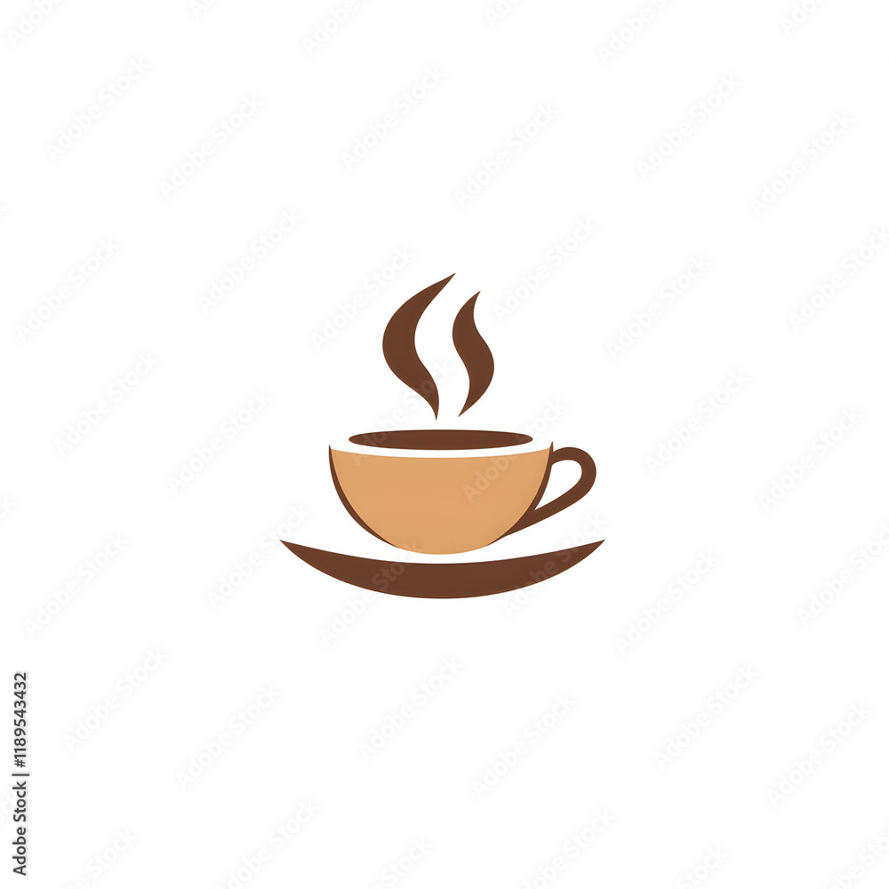 Simple 2D Flat Vector Coffee Cup Icon with Soft Curves Simple 2D Flat Vector Coffee Cup Icon with Soft Curves