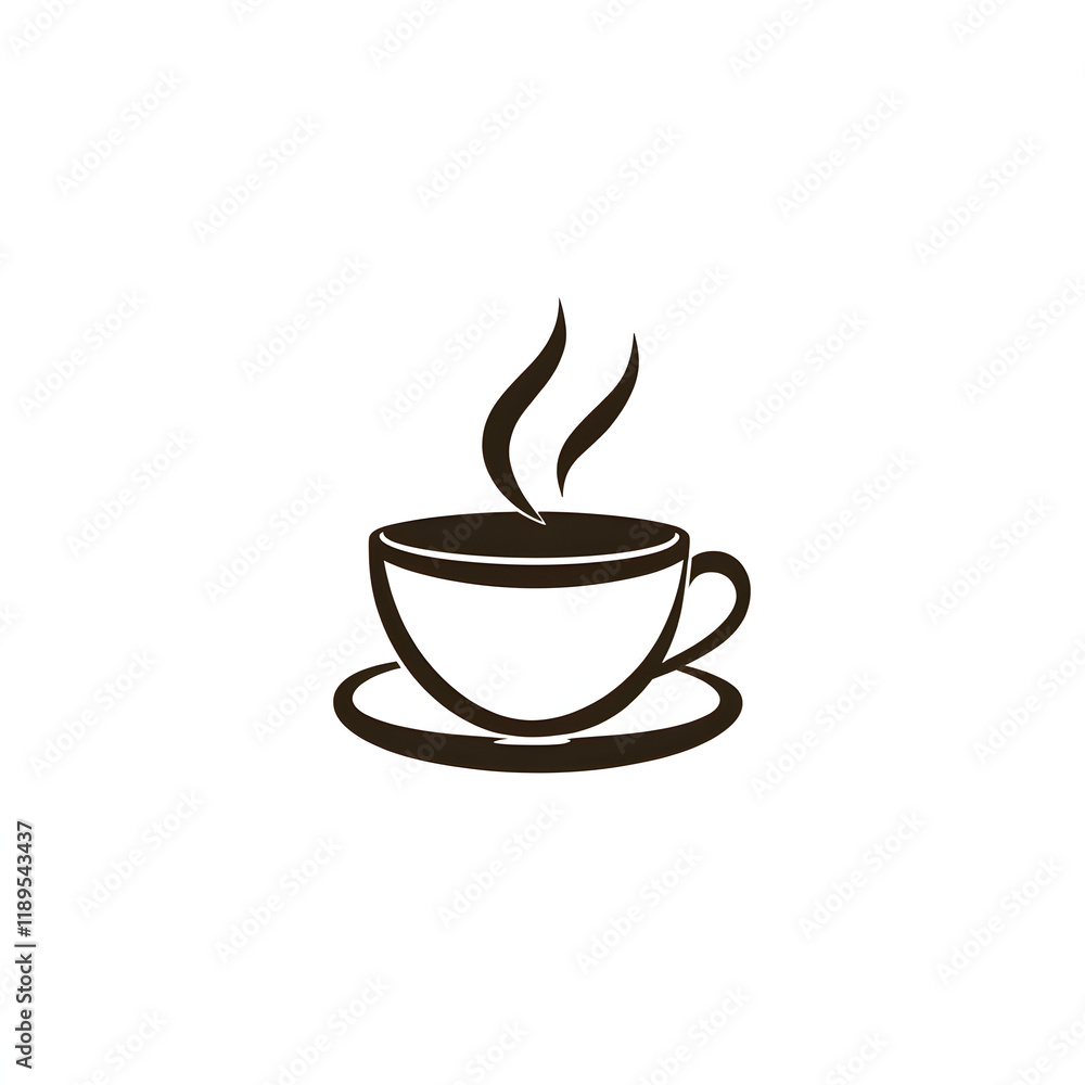 Modern Coffee Cup Icon with Soft Curves and Steaming Detail Modern Coffee Cup Icon with Soft Curves and Steaming Detail