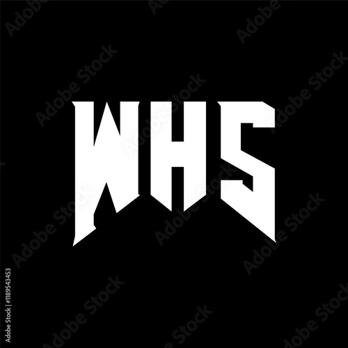WHS letter logo design for technology company. WHS logo design black and white color combination. WHS logo, WHS vector, WHS design, WHS icon, WHS alphabet. WHS typography logo design.
