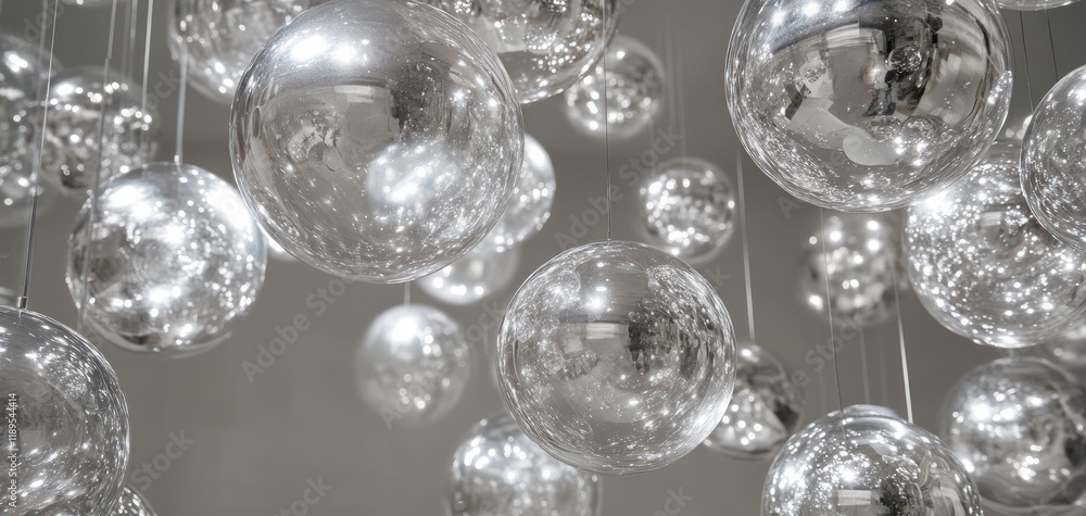 Reflective Silver Globes: A Modern Chandelier Reflective Silver Globes: A Modern Chandelier
