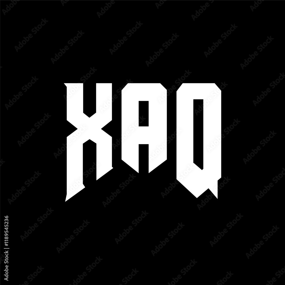 Obraz premium XAQ letter logo design for technology company. XAQ logo design black and white color combination. XAQ logo, XAQ vector, XAQ design, XAQ icon, XAQ alphabet. XAQ typography logo design.