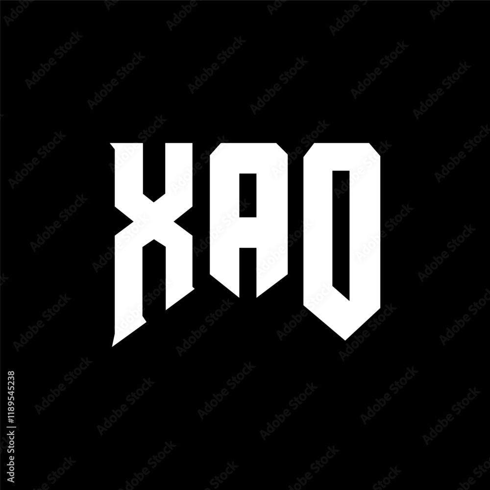 Obraz premium XAO letter logo design for technology company. XAO logo design black and white color combination. XAO logo, XAO vector, XAO design, XAO icon, XAO alphabet. XAO typography logo design.