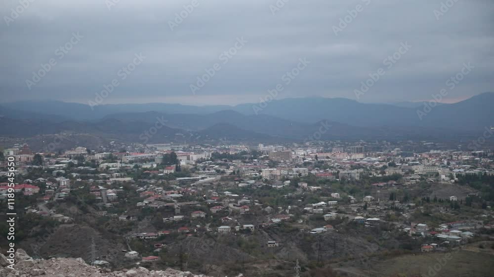 Khankendi, Azerbaijan - 28.10.2024: Scenic View of Khankendi City, Azerbaijan: A Glimpse of the City Nestled Amidst the Mountains Khankendi, Azerbaijan - 28.10.2024: Scenic View of Khankendi City, Azerbaijan: A Glimpse of the City Nestled Amidst the Mountains