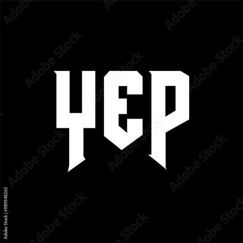 YEP letter logo design for technology company. YEP logo design black and white color combination. YEP logo, YEP vector, YEP design, YEP icon, YEP alphabet. YEP typography logo design.