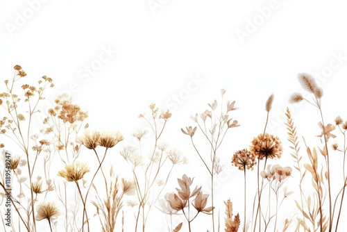 Aesthetic tan floral illustration on a white background