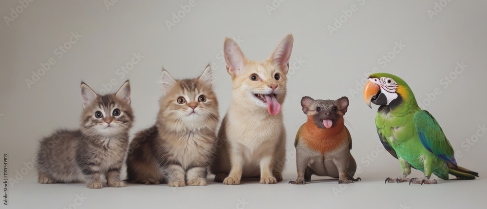 a group of various pets posing for a photo together a group of various pets posing for a photo together