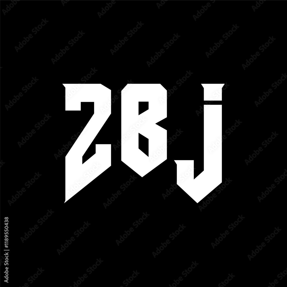 Fototapeta premium ZBJ letter logo design for technology company. ZBJ logo design black and white color combination. ZBJ logo, ZBJ vector, ZBJ design, ZBJ icon, ZBJ alphabet. ZBJ typography logo design.