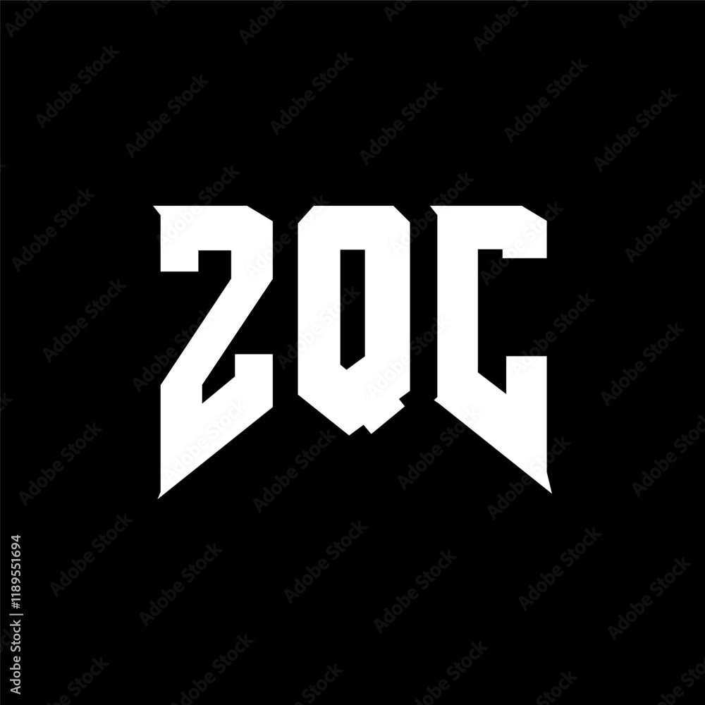 Fototapeta premium ZQC letter logo design for technology company. ZQC logo design black and white color combination. ZQC logo, ZQC vector, ZQC design, ZQC icon, ZQC alphabet. ZQC typography logo design.