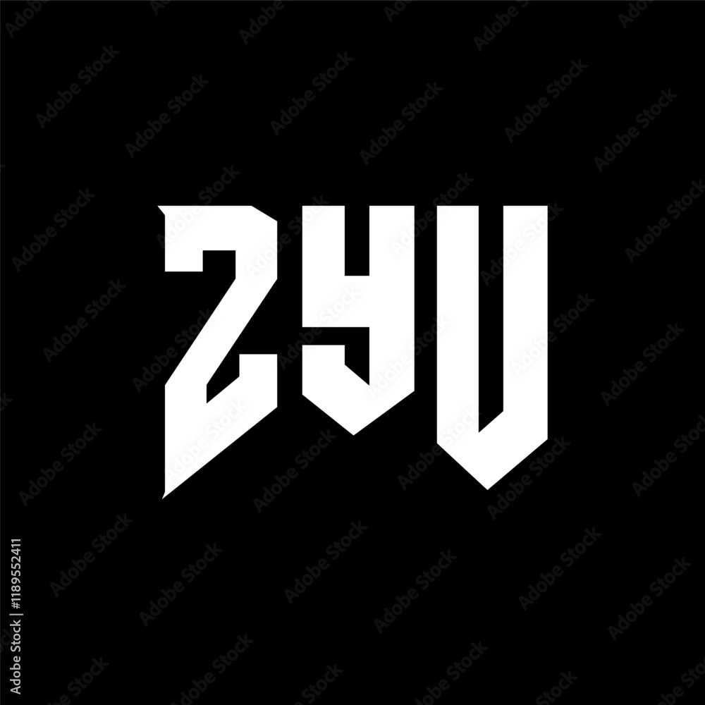 Obraz premium ZYU letter logo design for technology company. ZYU logo design black and white color combination. ZYU logo, ZYU vector, ZYU design, ZYU icon, ZYU alphabet. ZYU typography logo design.