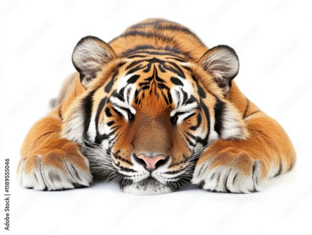 a tiger is lying down on a white background a tiger is lying down on a white background