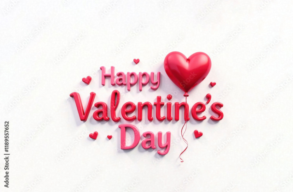 Inscription on a white background in a large three-dimensional font with Valentine's Day Inscription on a white background in a large three-dimensional font with Valentine's Day