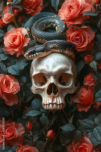 A Symbolic Representation with Floral and Reptilian Elements: A Moody Visual Creation