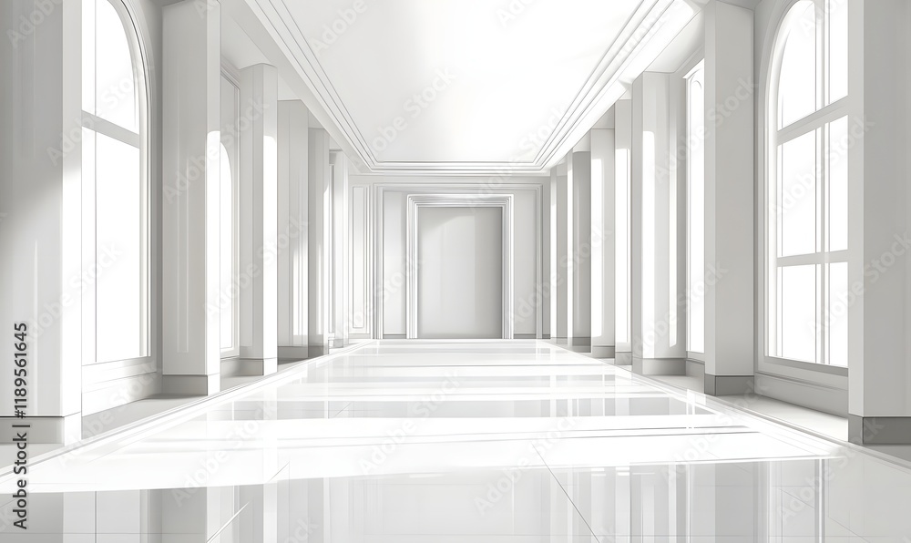 White blur abstract background from building hallway, Generative Ai White blur abstract background from building hallway, Generative Ai