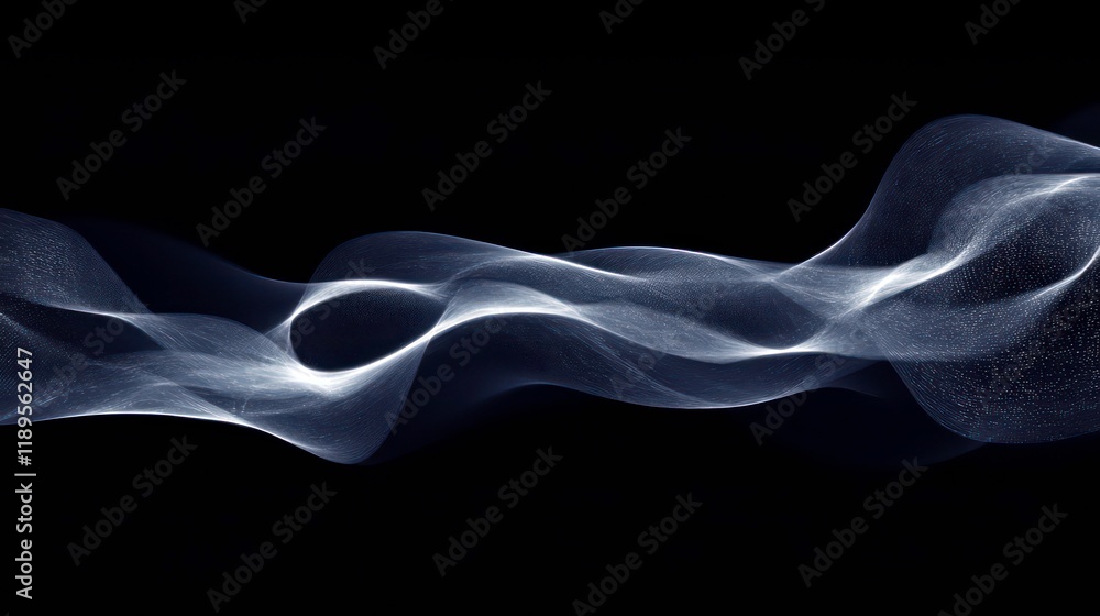 Fototapeta premium Abstract blue wave flowing on black background.