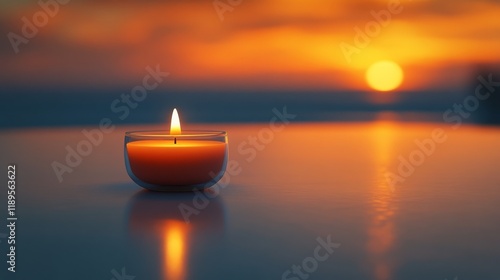 Beautiful diya glowing in garden during sunset with colorful flowers around