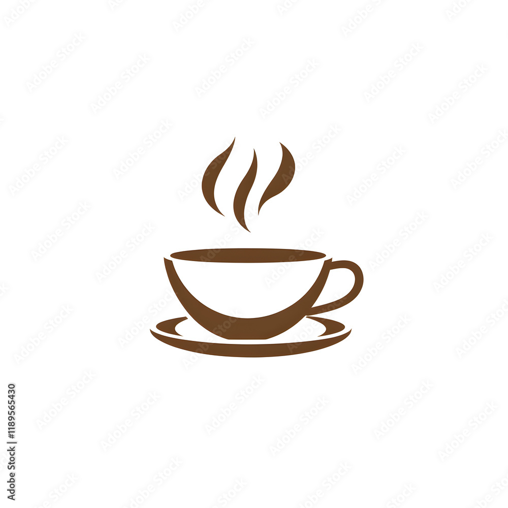Minimalistic Coffee Cup Logo with Abstract Steam Swirl Minimalistic Coffee Cup Logo with Abstract Steam Swirl