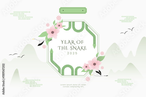 Year of the snake oriental background for lunar new year photo