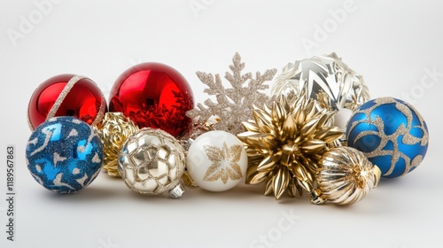 A collection of colorful christmas ornaments