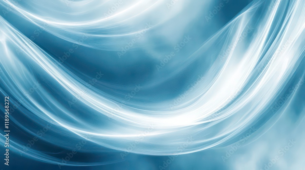 Naklejka premium Abstract blue and white flowing curves, smooth elegant design.