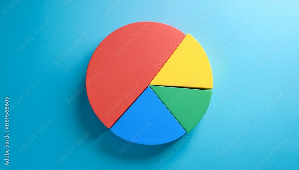 Fototapeta premium Pie chart with different colors representing market share, with each sector shown proportionately in size