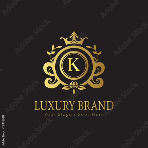 Free Download Letter luxury gold logo concept brand logo design with a royal gold crown emblem and elegant typography
 - GFXLoad