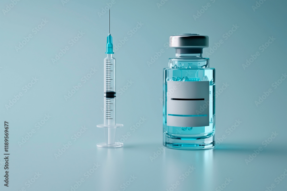 Syringe and Vial of Liquid Medication Syringe and Vial of Liquid Medication