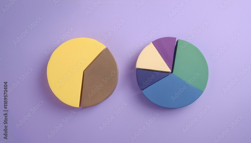 Fototapeta premium Pie chart with different colors representing market share, with each sector shown proportionately in size