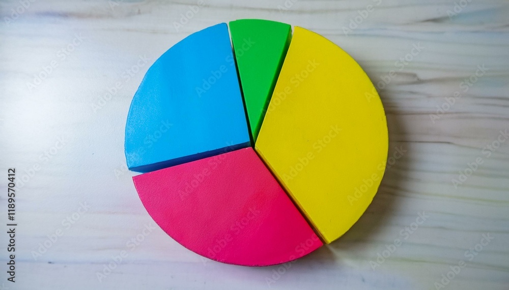 Fototapeta premium Pie chart with different colors representing market share, with each sector shown proportionately in size