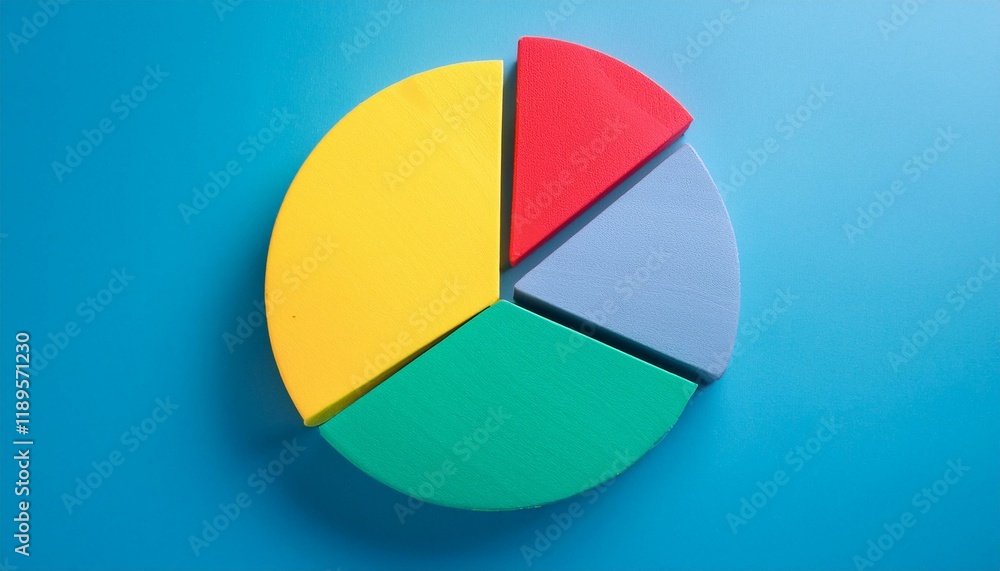 Fototapeta premium Pie chart with different colors representing market share, with each sector shown proportionately in size