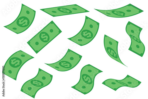 Vector illustration flying dollars