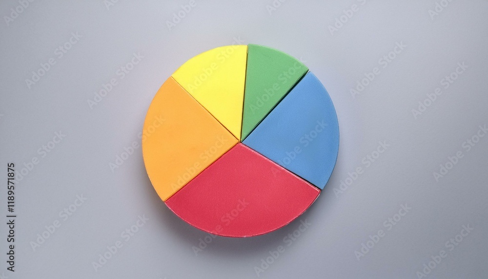 Fototapeta premium Pie chart with different colors representing market share, with each sector shown proportionately in size