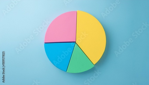 Pie chart with different colors representing market share, with each sector shown proportionately in size photo