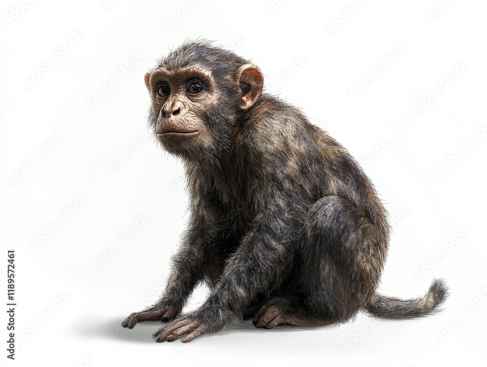 Fototapeta premium a chimpanzee sits against a white background