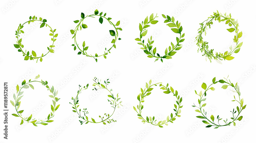 collection watercolor greenery branch leaves collection watercolor greenery branch leaves