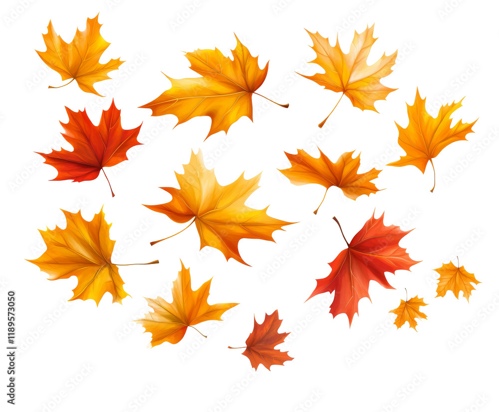 Autumn Leaves Falling in a Whirlwind of Colors , isolated on white background PNG Autumn Leaves Falling in a Whirlwind of Colors , isolated on white background PNG
