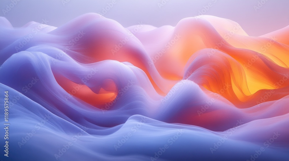 Fototapeta premium Abstract swirling pastel waves, vibrant colors.