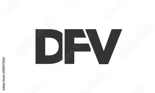 DFV logo design template with strong and modern bold text. Initial based vector logotype featuring simple and minimal typography. Trendy company identity. photo