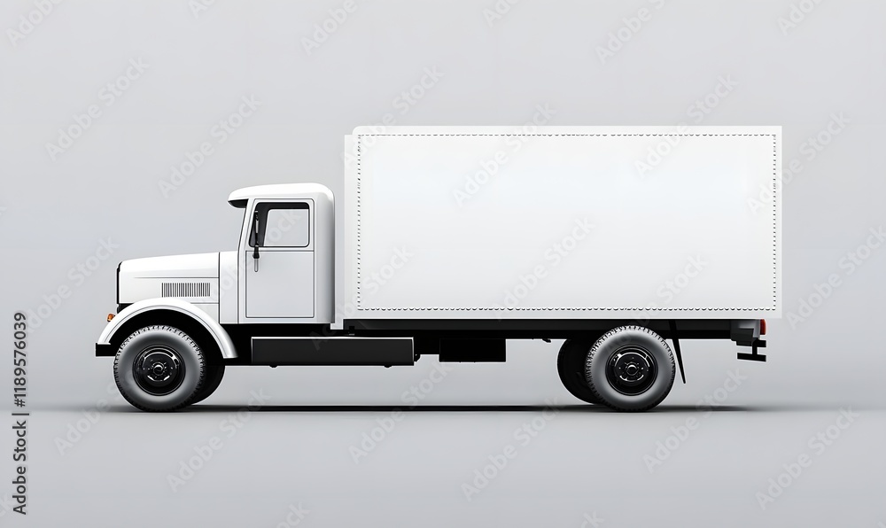 White delivery truck side view, Generative Ai White delivery truck side view, Generative Ai