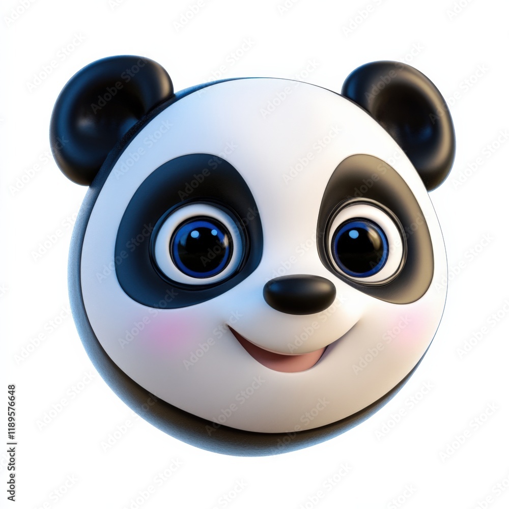 3d rendering of a panda bear head on a white background 3d rendering of a panda bear head on a white background