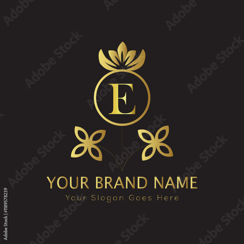 Letter luxury gold logo concept brand logo design with a royal gold crown emblem and elegant typography
