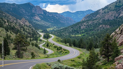 Winding Mountain Road Scenic Landscape Empty Road