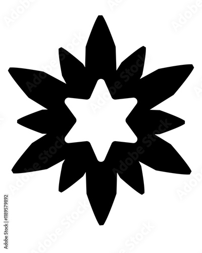 Snowflake, weather phenomenon sign - vector silhouette picture for logo or pictogram. Snowflake for sign or icon	