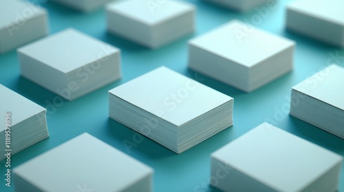 Blank square cards arranged on a dark surface for creative design or gaming use