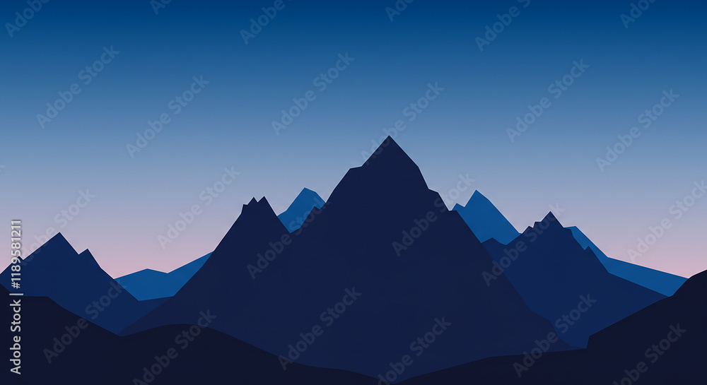 custom made wallpaper toronto digitalSerene Twilight Mountain Range Silhouette Landscape Illustration