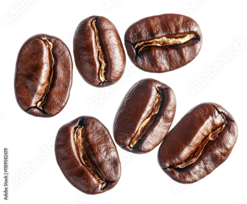 Wallpaper Mural Close Up of Exquisite Coffee Beans: A Rich and Aromatic Treat , isolated on white background PNG Torontodigital.ca