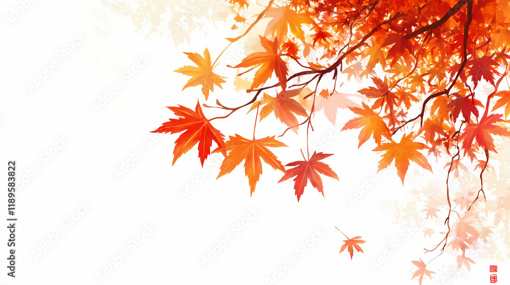 Autumn leaves on white background. Leafglow. Illustration Autumn leaves on white background. Leafglow. Illustration